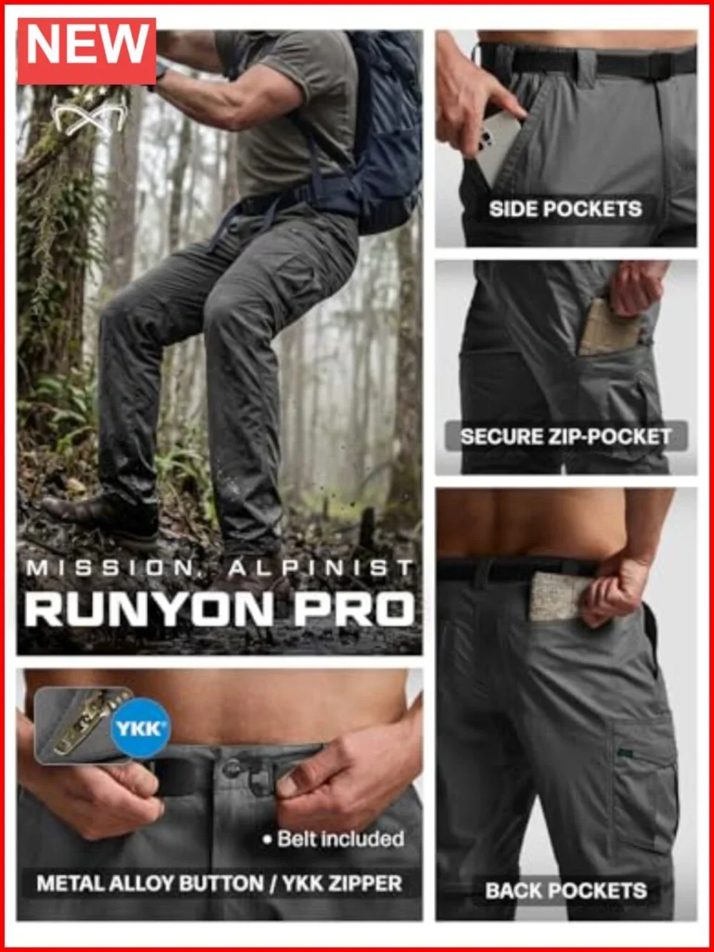 Men's Convertible Cargo Tactical Pants, Water Resistant, Zip Off Lightweight